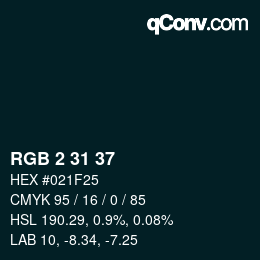 Color code: RGB 2 31 37 | qconv.com