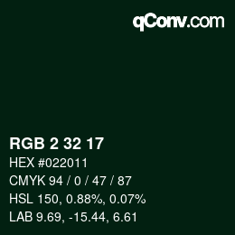 Color code: RGB 2 32 17 | qconv.com