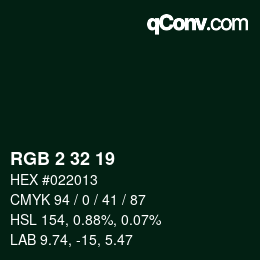 Color code: RGB 2 32 19 | qconv.com