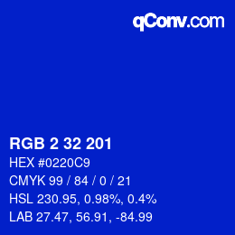 Color code: RGB 2 32 201 | qconv.com