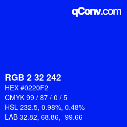 Color code: RGB 2 32 242 | qconv.com