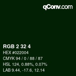 カラーコード: RGB 2 32 4 | qconv.com