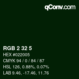 カラーコード: RGB 2 32 5 | qconv.com