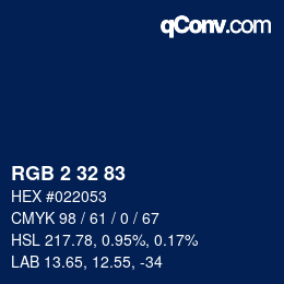 Color code: RGB 2 32 83 | qconv.com