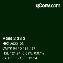 Color code: RGB 2 33 3 | qconv.com