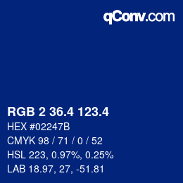 カラーコード: RGB 2 36.4 123.4 | qconv.com