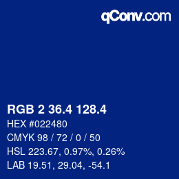 カラーコード: RGB 2 36.4 128.4 | qconv.com