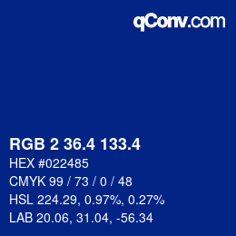 カラーコード: RGB 2 36.4 133.4 | qconv.com