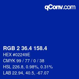 カラーコード: RGB 2 36.4 158.4 | qconv.com