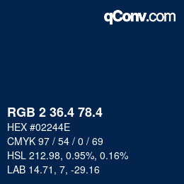 カラーコード: RGB 2 36.4 78.4 | qconv.com