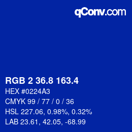 カラーコード: RGB 2 36.8 163.4 | qconv.com