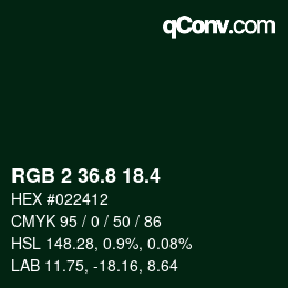 カラーコード: RGB 2 36.8 18.4 | qconv.com