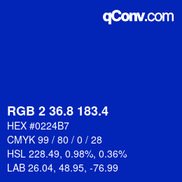 カラーコード: RGB 2 36.8 183.4 | qconv.com