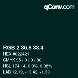 カラーコード: RGB 2 36.8 33.4 | qconv.com