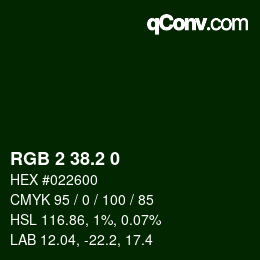 カラーコード: RGB 2 38.2 0 | qconv.com