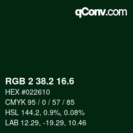 カラーコード: RGB 2 38.2 16.6 | qconv.com