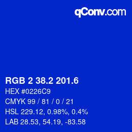 カラーコード: RGB 2 38.2 201.6 | qconv.com
