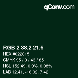 カラーコード: RGB 2 38.2 21.6 | qconv.com