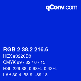 カラーコード: RGB 2 38.2 216.6 | qconv.com