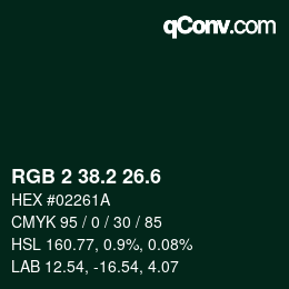 カラーコード: RGB 2 38.2 26.6 | qconv.com