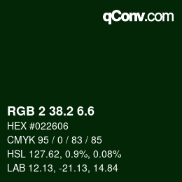 カラーコード: RGB 2 38.2 6.6 | qconv.com