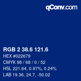 カラーコード: RGB 2 38.6 121.6 | qconv.com