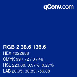 カラーコード: RGB 2 38.6 136.6 | qconv.com