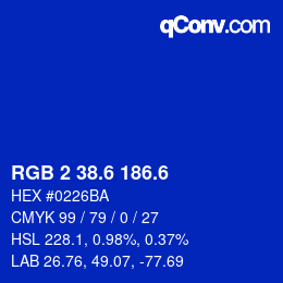 カラーコード: RGB 2 38.6 186.6 | qconv.com
