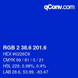 カラーコード: RGB 2 38.6 201.6 | qconv.com