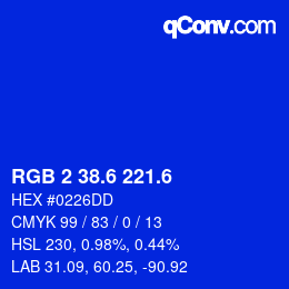 カラーコード: RGB 2 38.6 221.6 | qconv.com