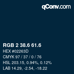 カラーコード: RGB 2 38.6 61.6 | qconv.com