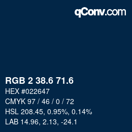 カラーコード: RGB 2 38.6 71.6 | qconv.com