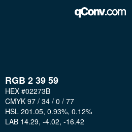 カラーコード: RGB 2 39 59 | qconv.com