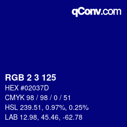 Color code: RGB 2 3 125 | qconv.com