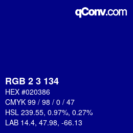 Color code: RGB 2 3 134 | qconv.com