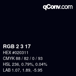 Color code: RGB 2 3 17 | qconv.com