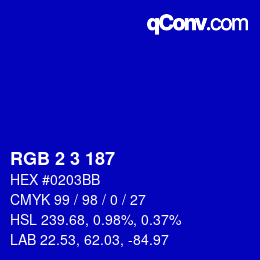 Color code: RGB 2 3 187 | qconv.com