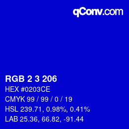 Color code: RGB 2 3 206 | qconv.com