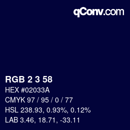 Color code: RGB 2 3 58 | qconv.com