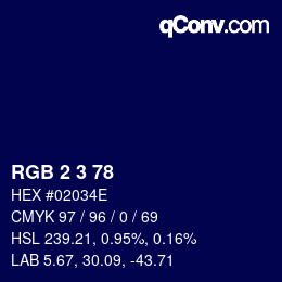 Color code: RGB 2 3 78 | qconv.com