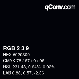 颜色代码: RGB 2 3 9 | qconv.com