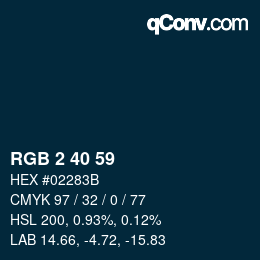カラーコード: RGB 2 40 59 | qconv.com