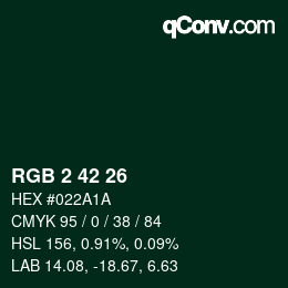 Color code: RGB 2 42 26 | qconv.com
