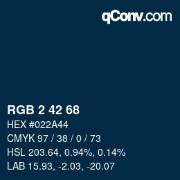カラーコード: RGB 2 42 68 | qconv.com