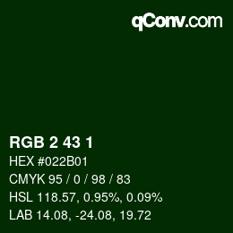 カラーコード: RGB 2 43 1 | qconv.com
