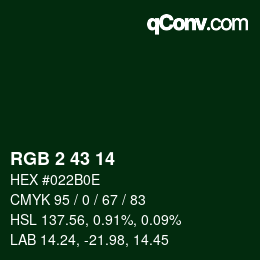 Color code: RGB 2 43 14 | qconv.com
