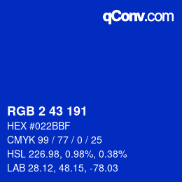 Color code: RGB 2 43 191 | qconv.com