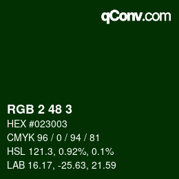 Color code: RGB 2 48 3 | qconv.com