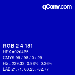 Color code: RGB 2 4 181 | qconv.com