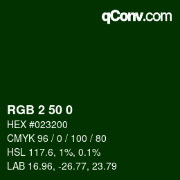 Color code: RGB 2 50 0 | qconv.com